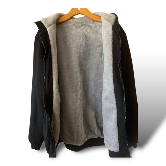 BATMAN Heavyweight Plush Fur Lined Hoodie Dark Navy Blue Size XL Gorpcore - Picture 4 of 9